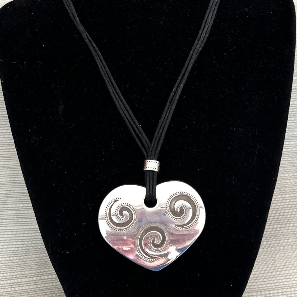 Retired Brighton Milano Reversible Heart and Cord necklace